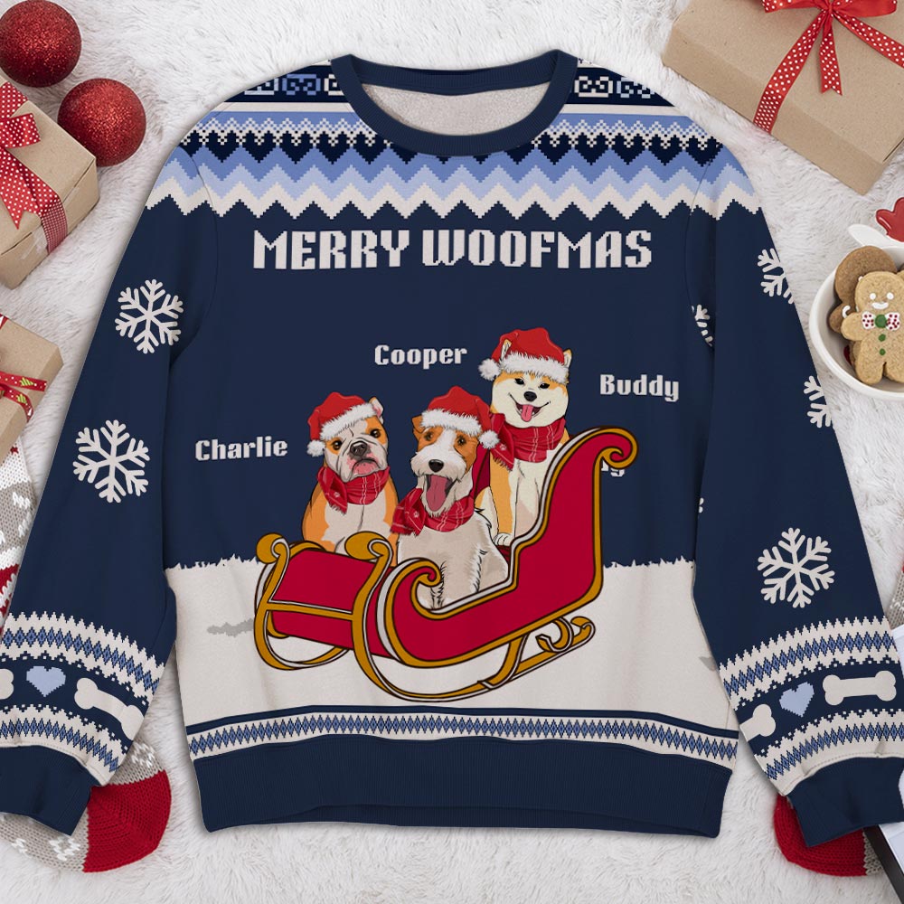 Dogs And Sleigh - Personalized Custom All-Over-Print Sweatshirt