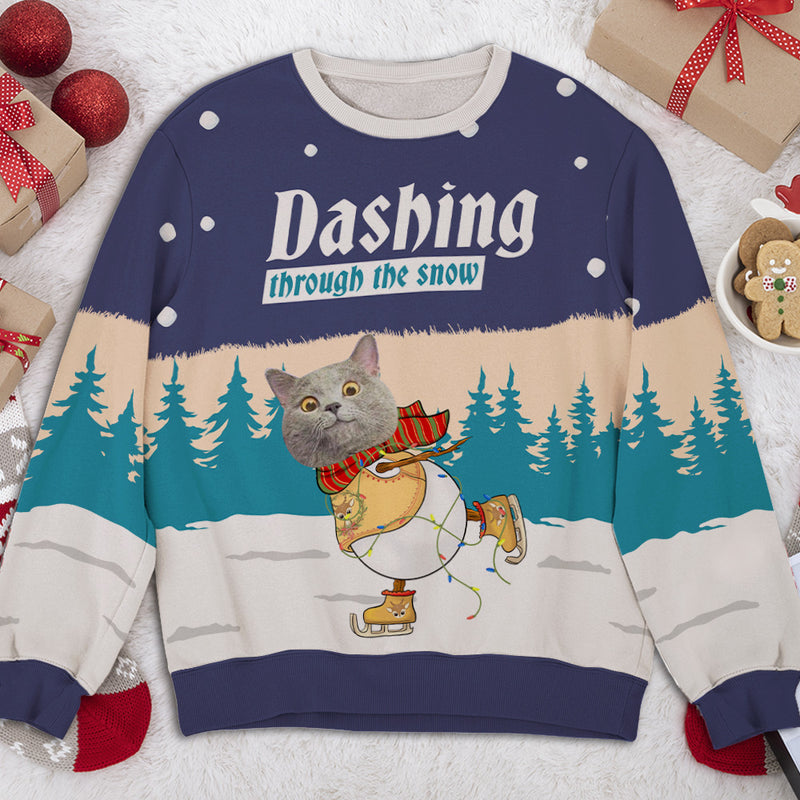 Dashing Through Snow - Personalized Custom Photo All-Over-Print Sweatshirt