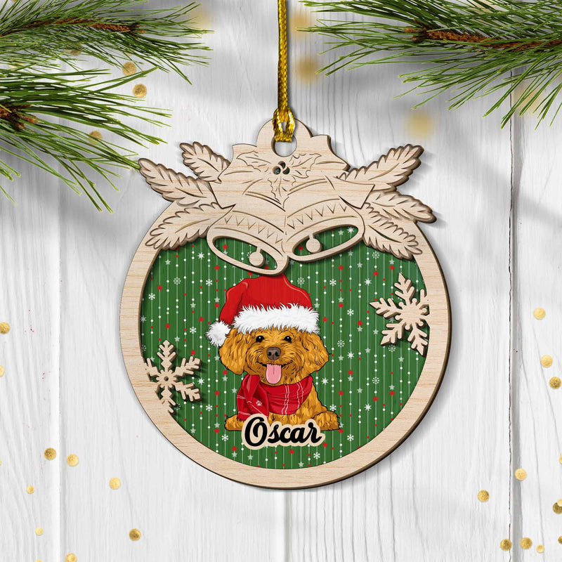 Jingle Bells Dog - Personalized Custom 2-layered Wood Ornament