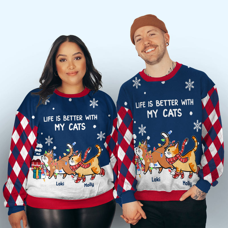 Cat Walking On Roof - Personalized Custom All-Over-Print Sweatshirt