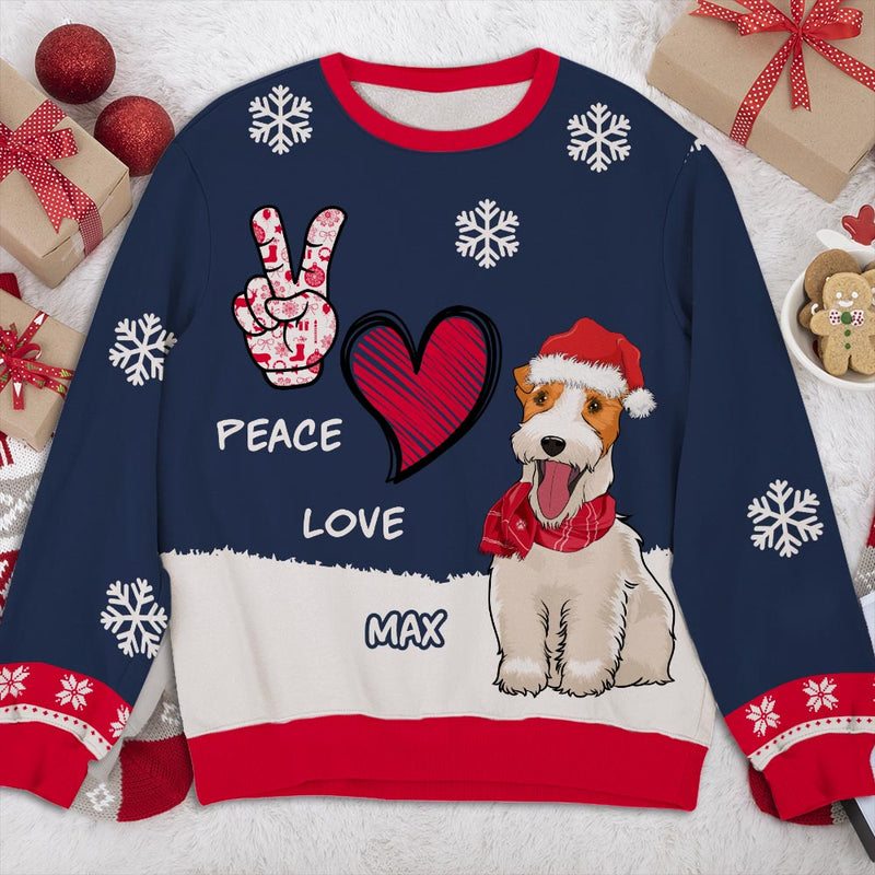 Peace Love Dog - Personalized Custom All-Over-Print Sweatshirt