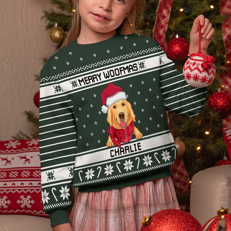 Merry Woofmas - Personalized Custom Kids All-Over-Print Sweatshirt
