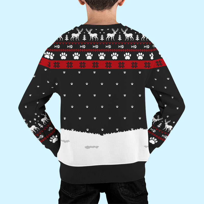 Christmas Cat Walking - Personalized Custom Kids All-Over-Print Sweatshirt