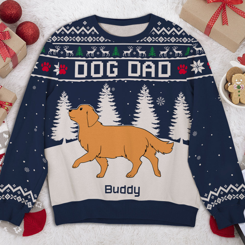 Winter Dog Walking Custom Dogs Lover Personalized Christmas Ugly Sweatshirt