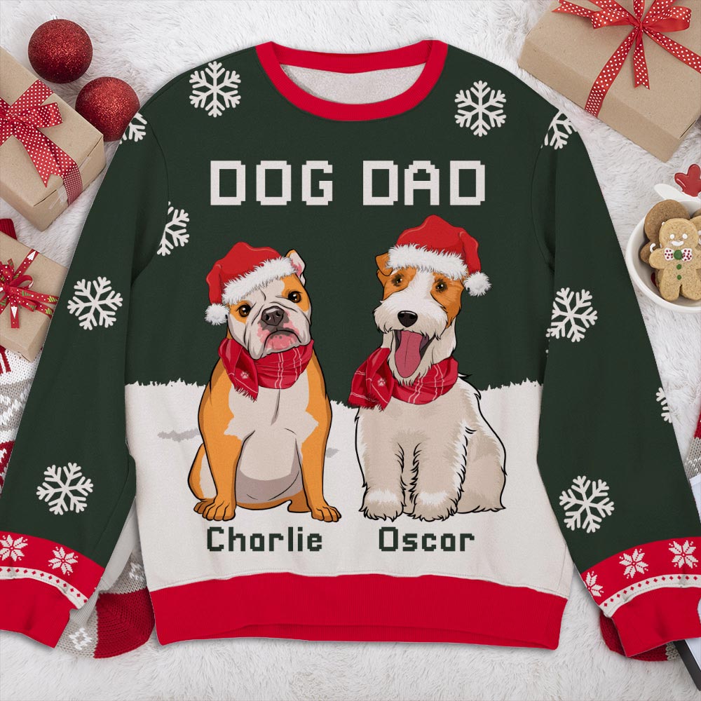 Winter Dog Dad Mom Xmas Custom Dogs Lover Personalized Christmas Ugly Sweatshirt