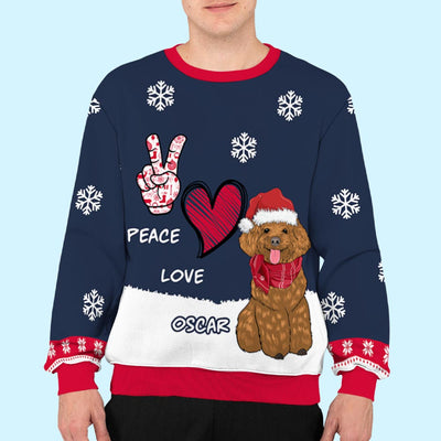 Peace Love Dog - Personalized Custom All-Over-Print Sweatshirt