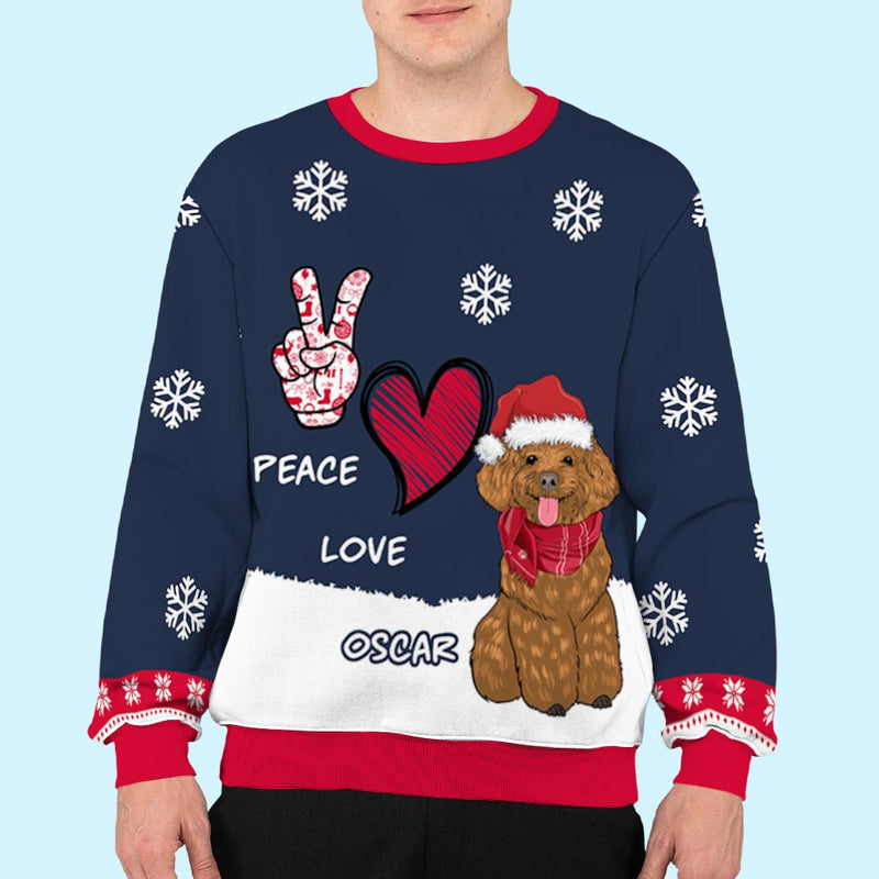 Peace Love Dog - Personalized Custom All-Over-Print Sweatshirt