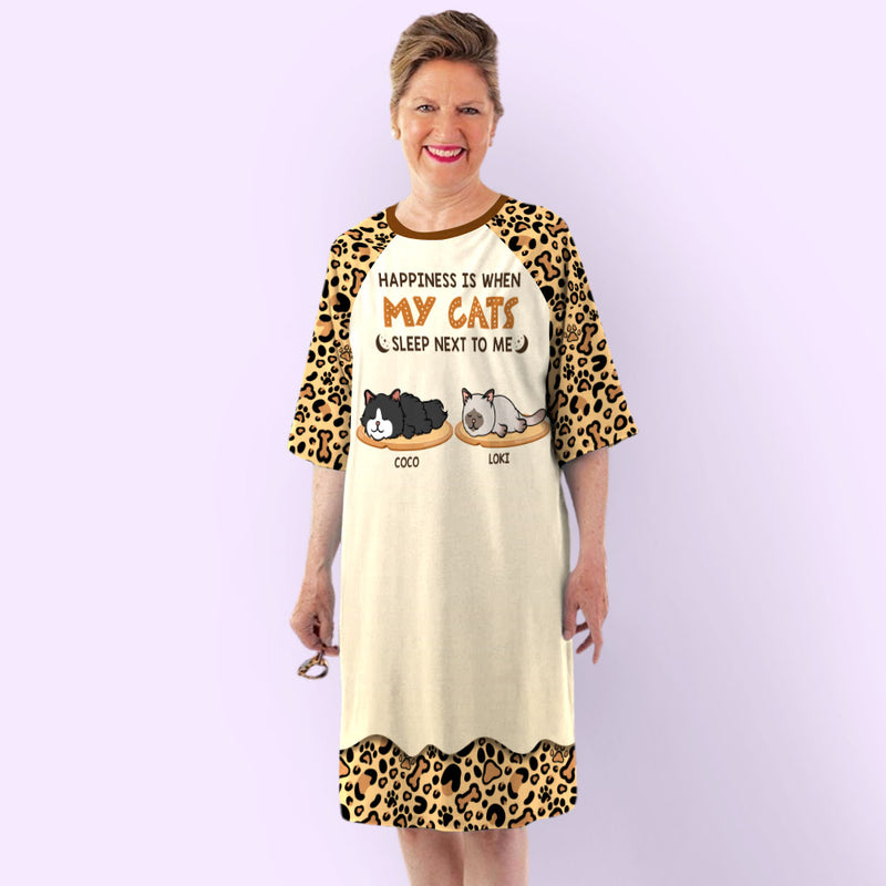 Leopard Cat Mom - Personalized Custom 3/4 Sleeve Dress