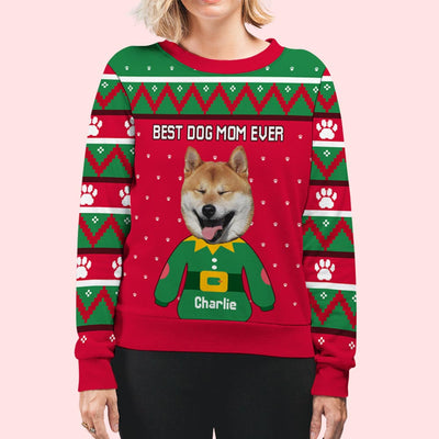 Christmas Dog Face - Personalized Custom Photo All-Over-Print Sweatshirt