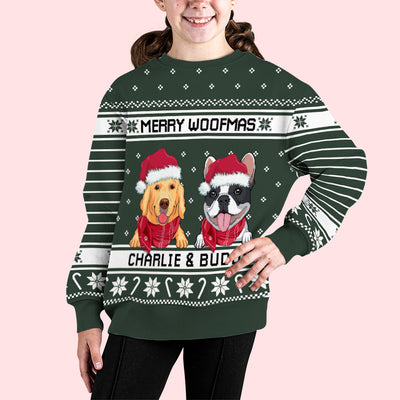 Merry Woofmas - Personalized Custom Kids All-Over-Print Sweatshirt
