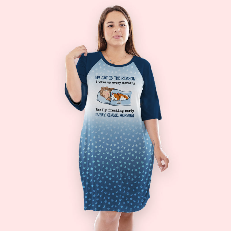 My Cat Is The Reason - Personalized Custom 3/4 Sleeve Dress