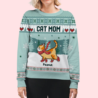 Cat Dad Mom Mint - Personalized Custom All-Over-Print Sweatshirt