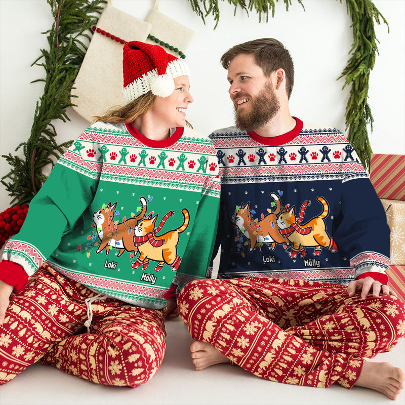 Cat Christmas Pattern - Personalized Custom All-Over-Print Sweatshirt