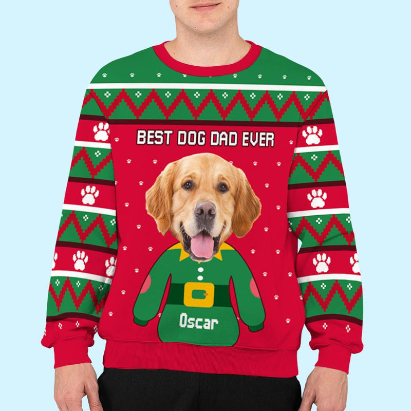 Christmas Dog Face - Personalized Custom Photo All-Over-Print Sweatshirt