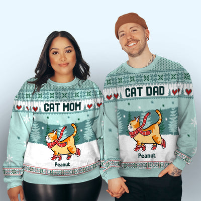 Cat Dad Mom Mint - Personalized Custom All-Over-Print Sweatshirt