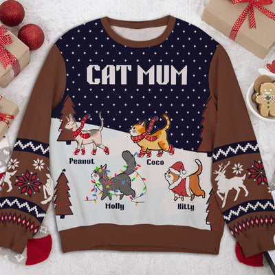 Cat Winter Night - Personalized Custom All-Over-Print Sweatshirt