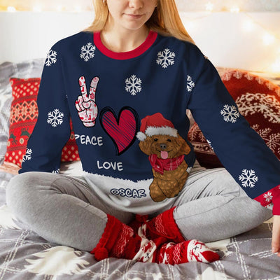 Peace Love Dog - Personalized Custom All-Over-Print Sweatshirt
