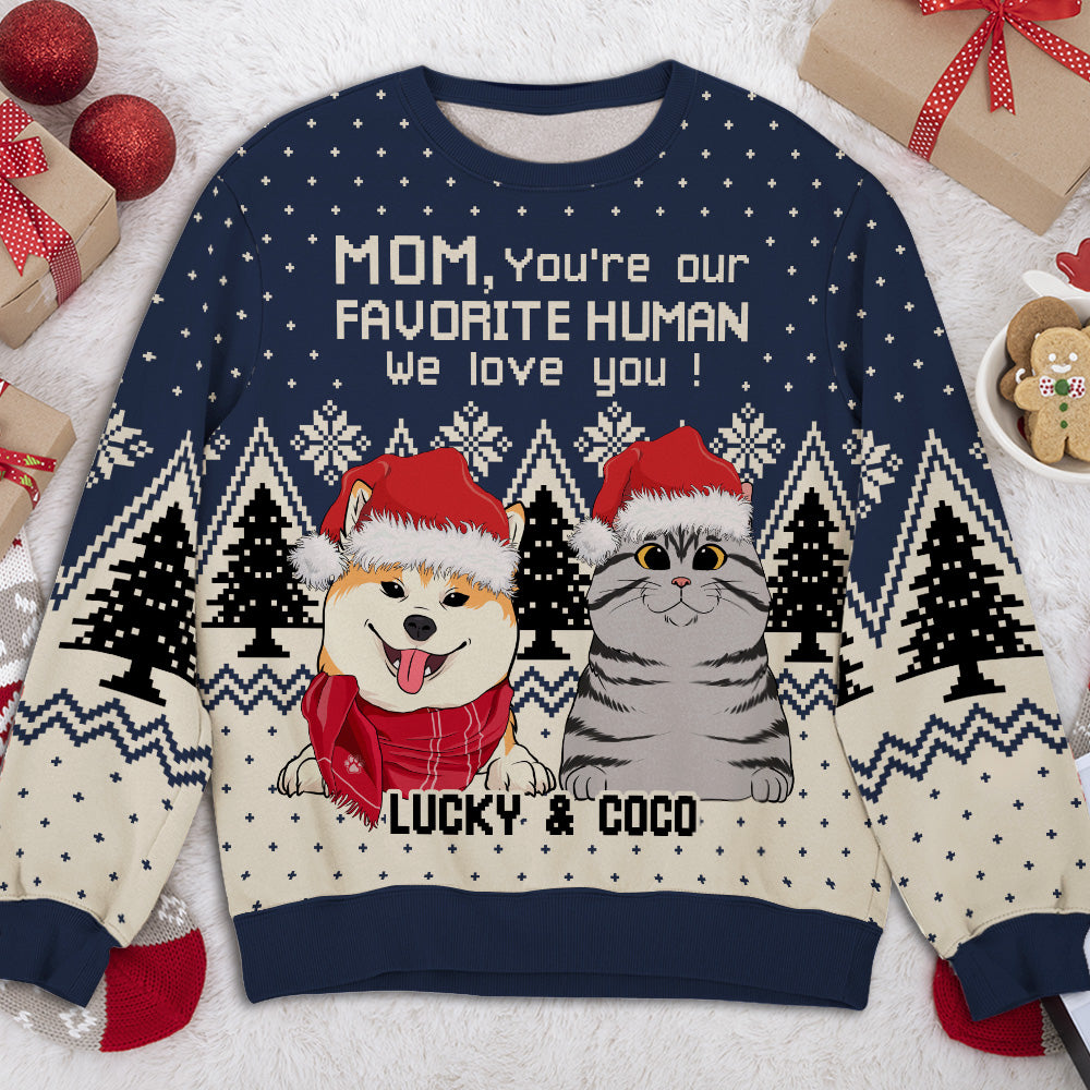 Pet Favorite Human Personalized Pet Parent Custom Christmas Jumper Ugly Sweatshirt