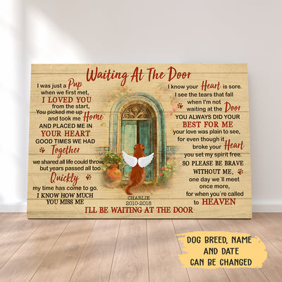 Waiting At The Door - Personalized Custom Canvas - Memorial Dog Gifts