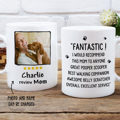 Dog Reviewed Mom - Personalized Custom Photo Coffee Mug