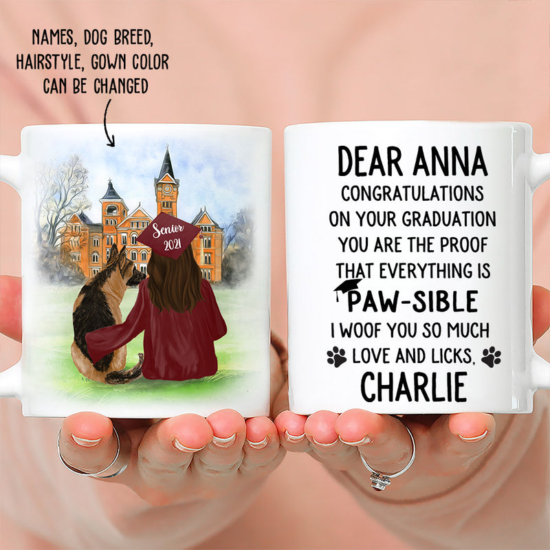 Paw-sible 1 - Personalized Custom Coffee Mug - Graduation Gifts For Dog Lovers