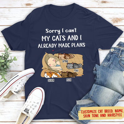 I Have Plans With My Cat - Personalized Custom Unisex T-shirt