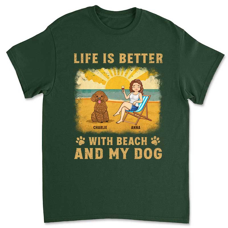 Beach And Dog - Personalized Custom Unisex T-shirt