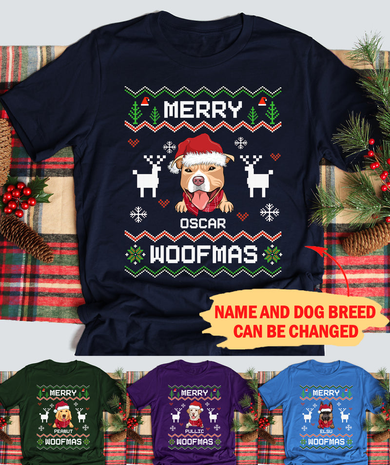 Merry Woofmas Pixel - Personalized Custom Unisex T-shirt