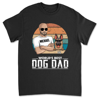 World's Best Dog Dad Retro - Personalized Custom Unisex T-shirt