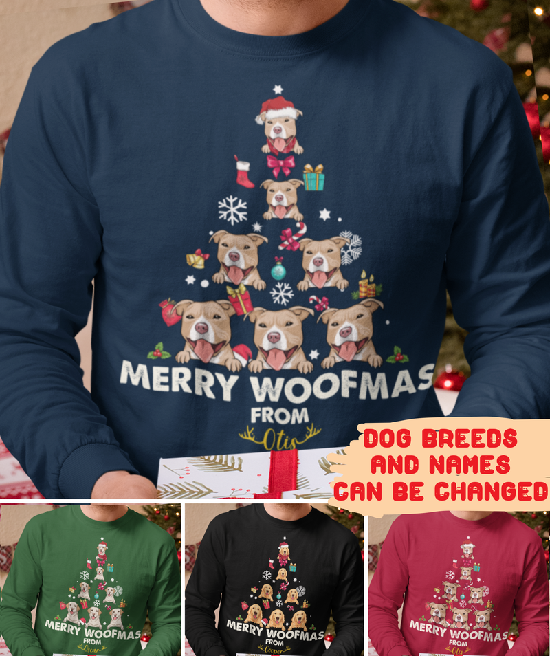 Merry Woofmas - Personalized Custom Long Sleeve T-shirt