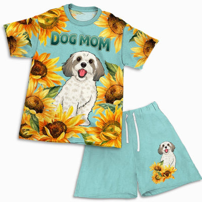 Dog Mom Sunflower - Personalized Custom Short Pajama Set