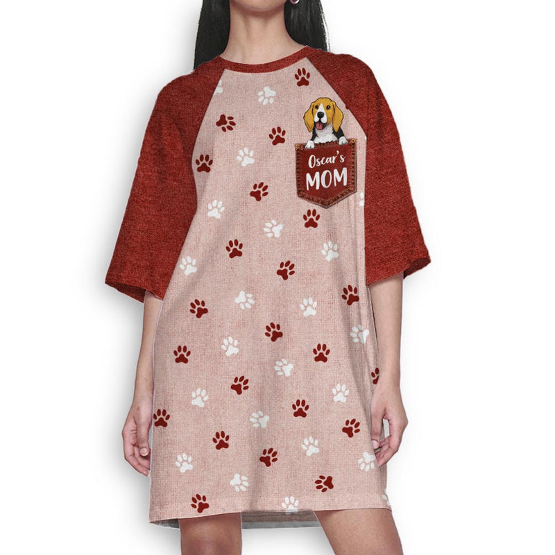 Dog Mom Pocket Color - Personalized Custom 3/4 Sleeve Dress