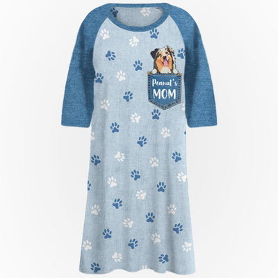Dog Mom Pocket Color - Personalized Custom 3/4 Sleeve Dress