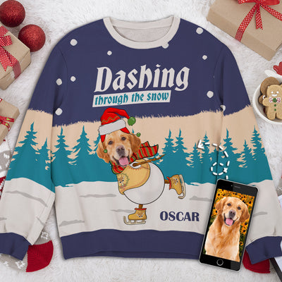 Dashing Through Snow - Personalized Custom Photo All-Over-Print Sweatshirt