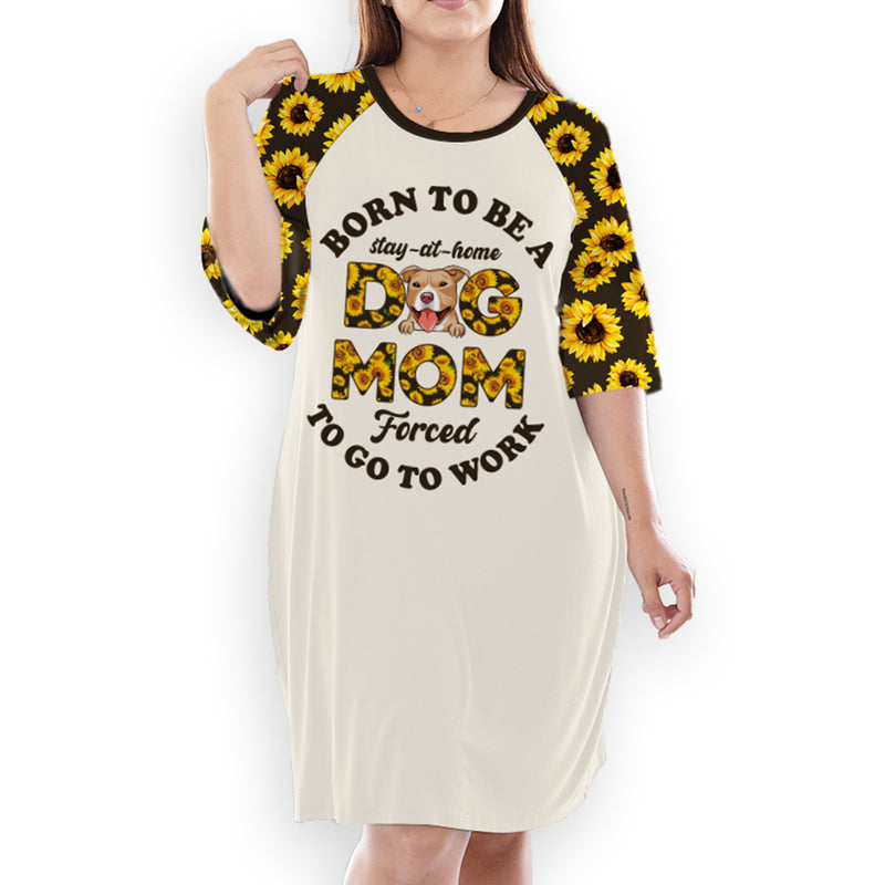 Sunflower Dog Mom - Personalized Custom 3/4 Sleeve Dress