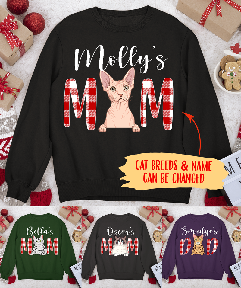 Christmas Cat Mom/Dad - Personalized Custom Unisex SweatShirt