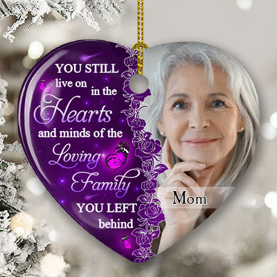Hearts and Minds Purple - Personalized Custom Heart Ceramic Christmas Ornament