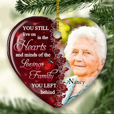Hearts and Minds Green - Personalized Custom Heart Ceramic Christmas Ornament