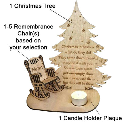 Christmas In Heaven With Chair - Personalized Custom Candle Holder