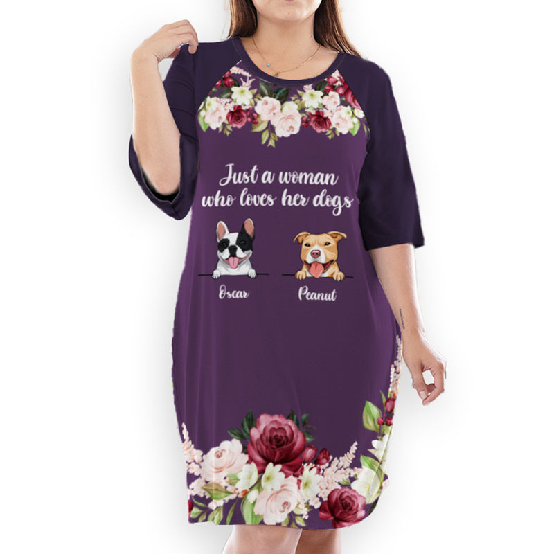 Floral Dog Mom - Personalized Custom 3/4 Sleeve Dress