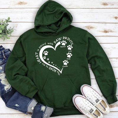 My Heart With Paw Prints  - Personalized Custom Hoodie