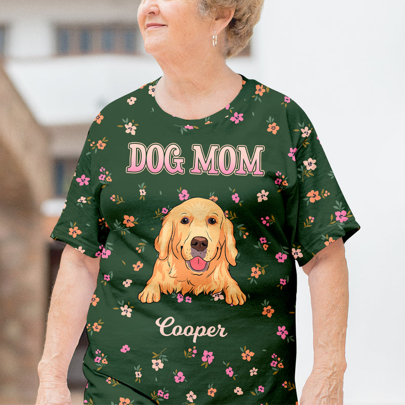 Dog And Colorful Flowers - Personalized Custom All-over-print T-shirt