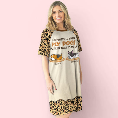 Leopard Dog Mom - Personalized Custom 3/4 Sleeve Dress