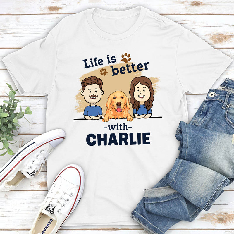 Couple With Pet - Personalized Custom Unisex T-shirt