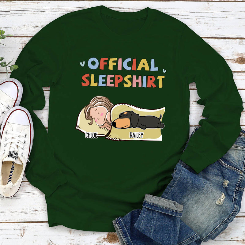 Sleeping Dog Sleepshirt Version 2 - Personalized Custom Long Sleeve T-shirt