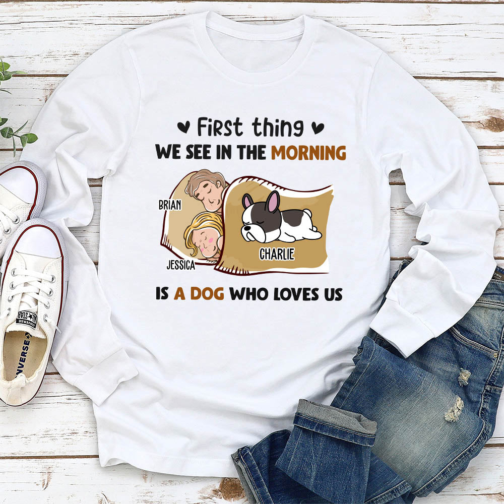 Morning First Thing Couple - Personalized Custom Long Sleeve T-shirt