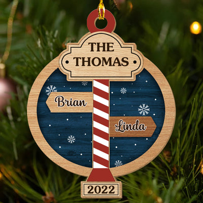 Family Name, North Pole - Personalized Custom 1-layered Wood Ornament
