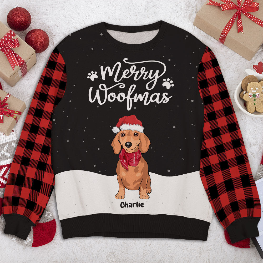 Woofmas Snow Custom Dogs Lover Personalized Christmas Ugly Sweatshirt