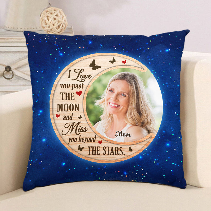 Love You Past The Moon - Personalized Custom Throw Pillow