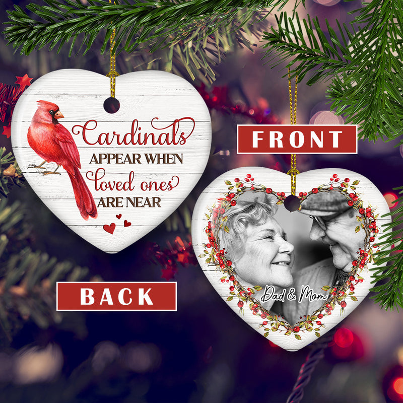 Loved Ones Are Near - Personalized Custom Heart Ceramic Christmas Ornament